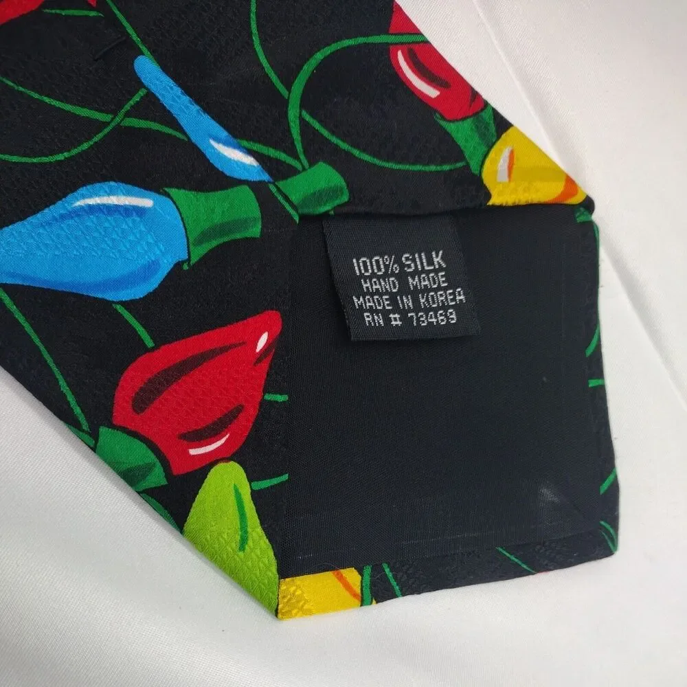Vtg Looney Tunes Mania Silk Christmas Tie Bugs Bunny Taz Tweety Daffy Holiday